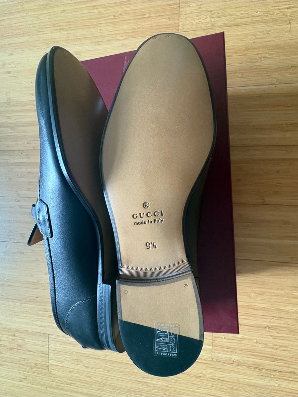 ✨ BNIB Authentic Gucci Men's Jordaan Black Leather Loafers 9+ US 10.5 ✨ - Picture 8 of 9
